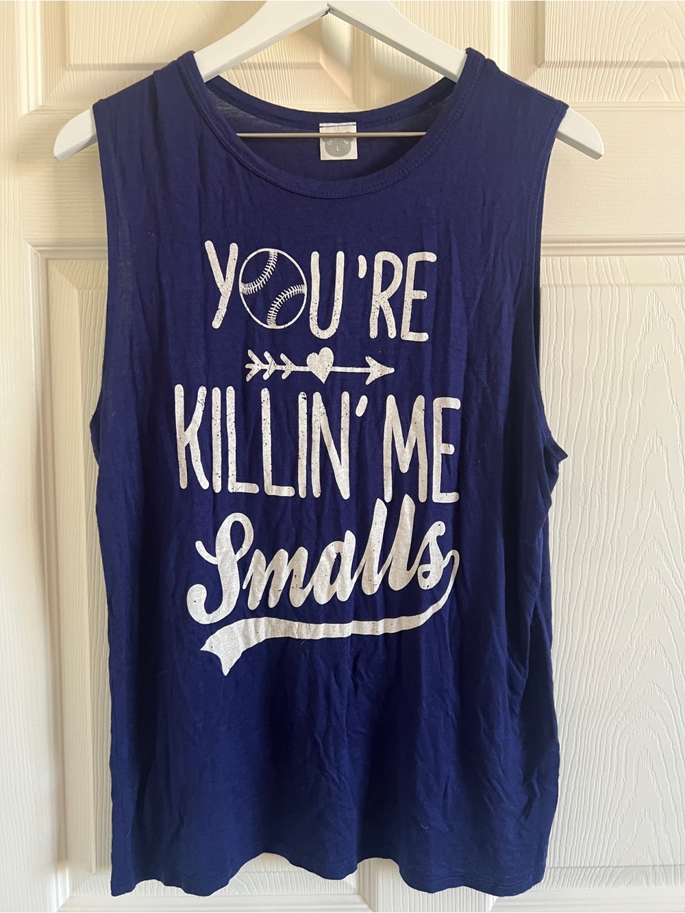 Womens tank top, "You're killin' me smalls", navy blue, Large